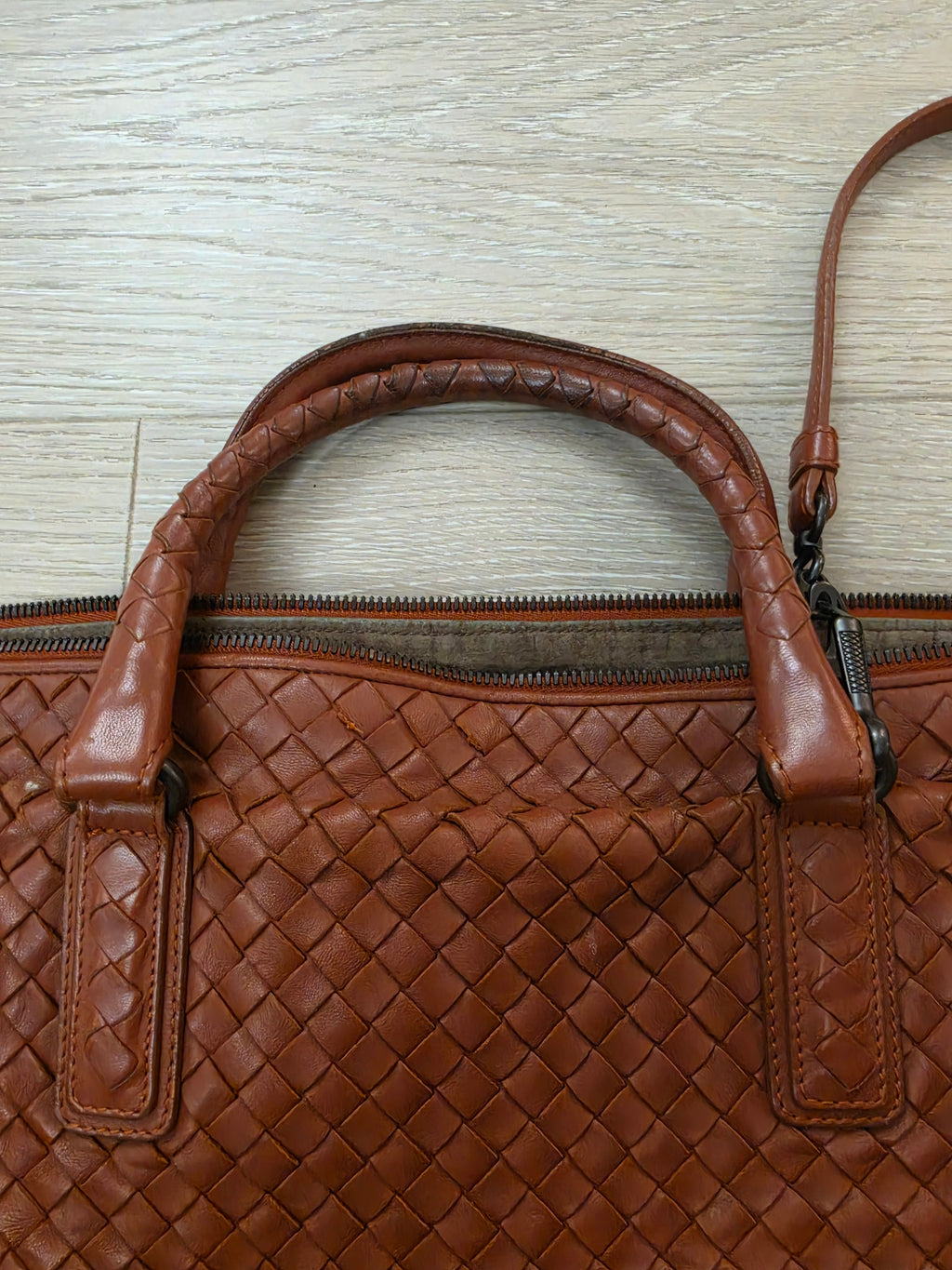 Bottega Veneta 3Way Tote Bag Brown With A Travel Mirror Pre Owned