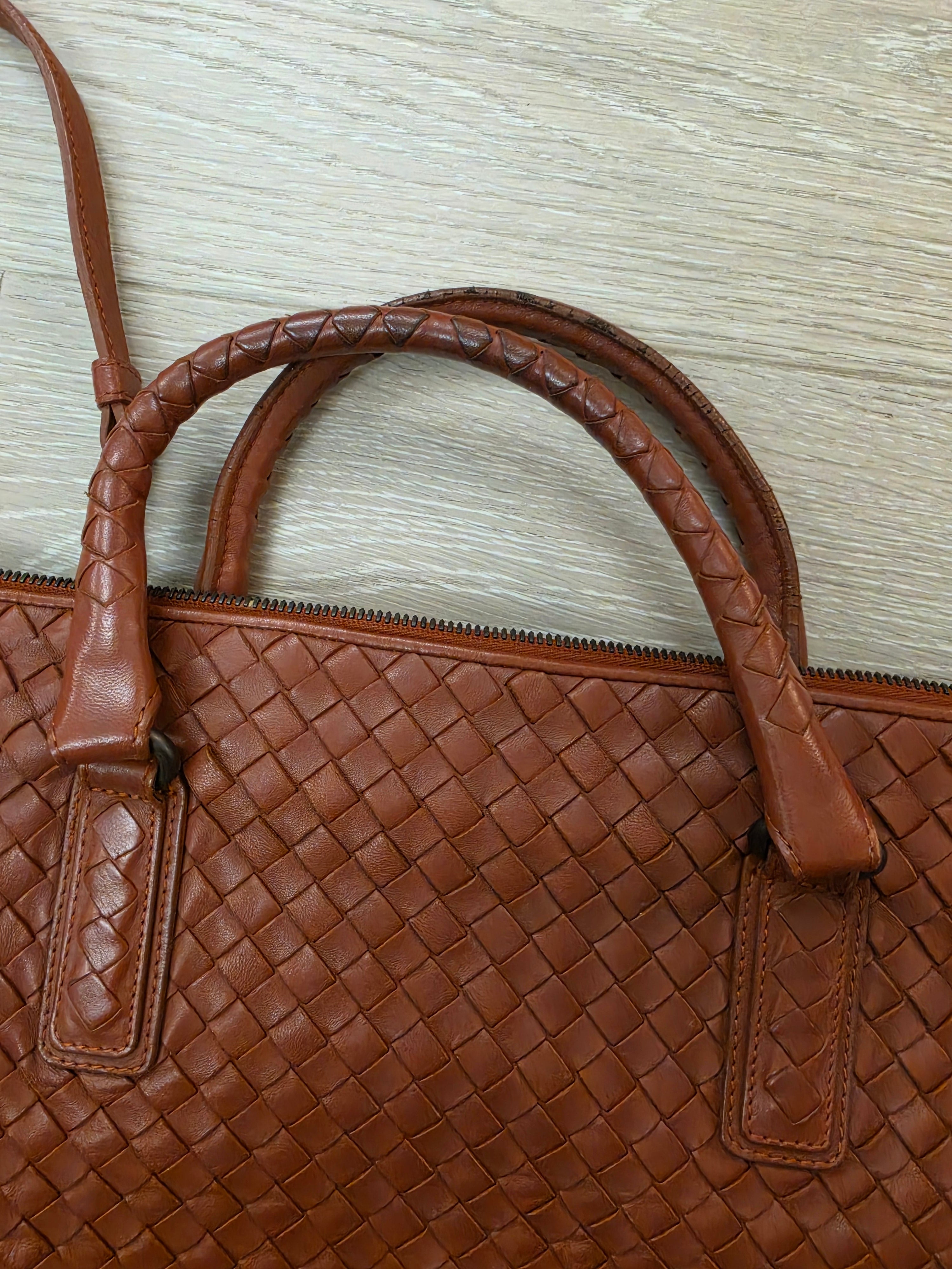 Bottega Veneta 3Way Tote Bag Brown With A Travel Mirror Pre Owned