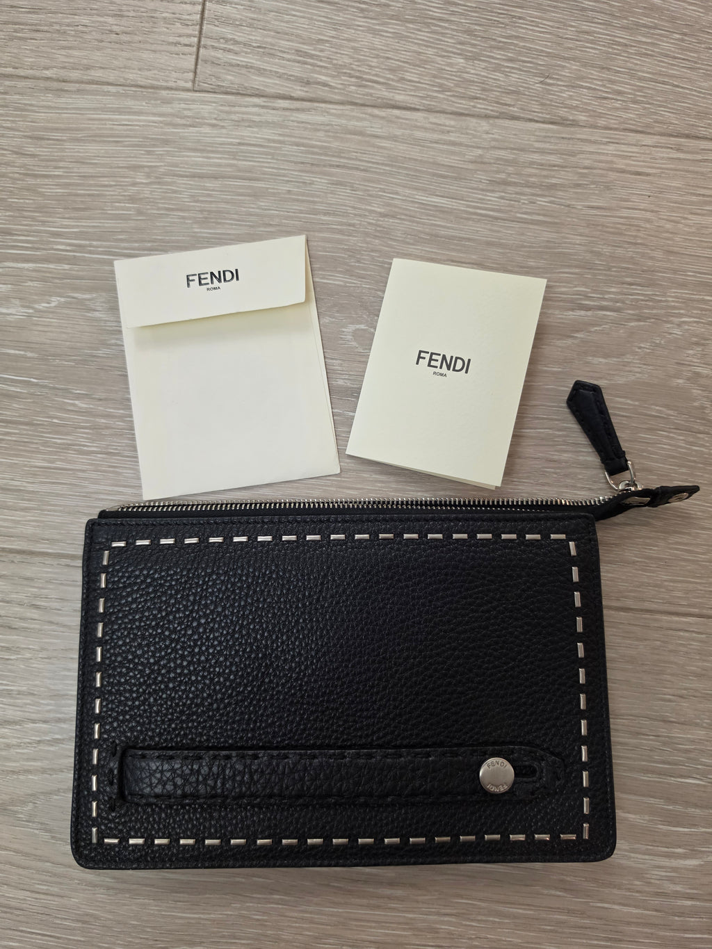 FENDI Brand New Selleria Leather Clutch Bag Logo Unused