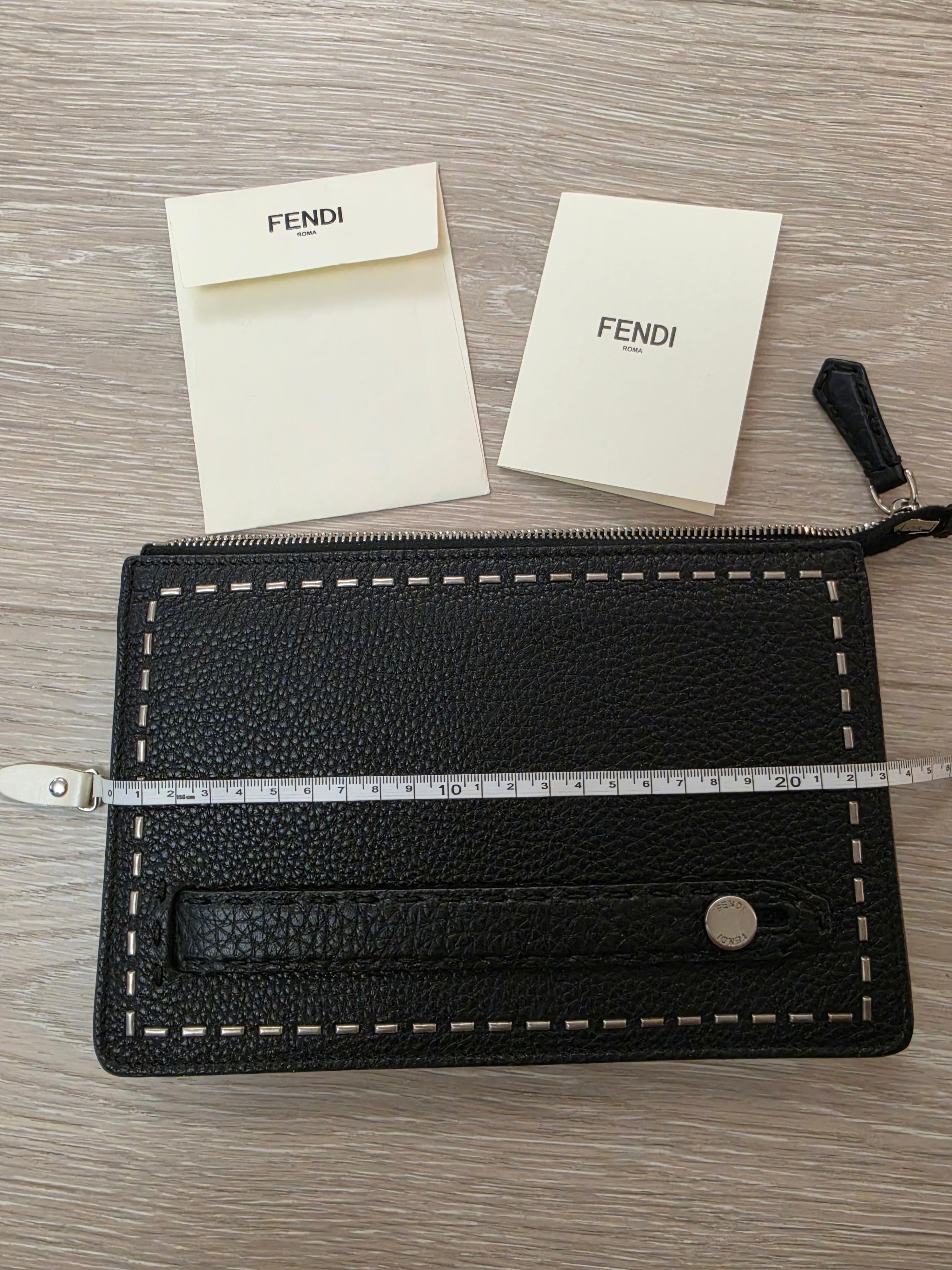 FENDI Brand New Selleria Leather Clutch Bag Logo Unused
