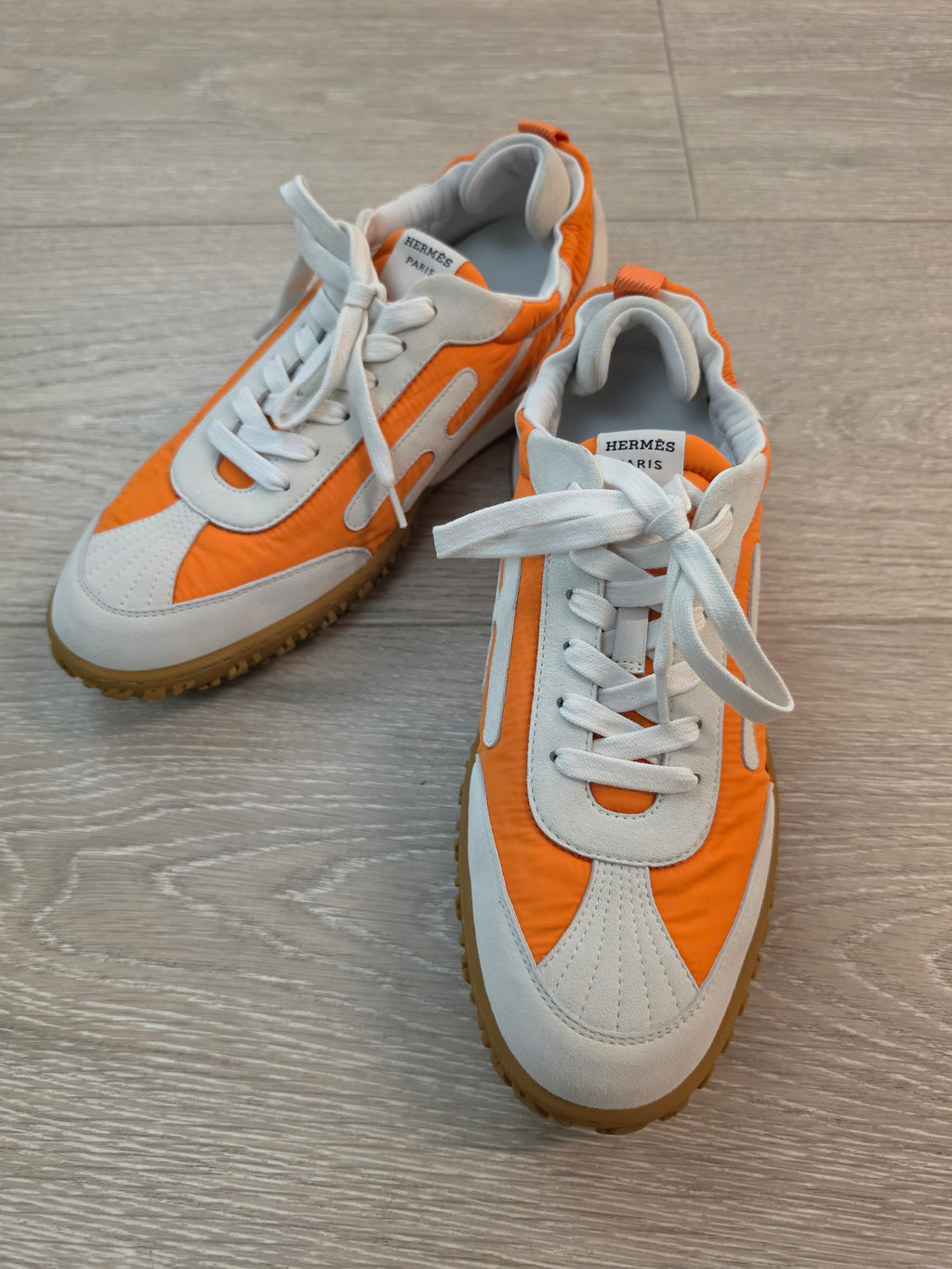 Hermes Jet Sneakers Orange And White Mens Size 42 New