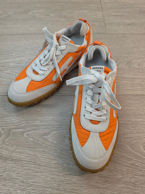Hermes Jet Sneakers Orange And White Mens Size 42 New