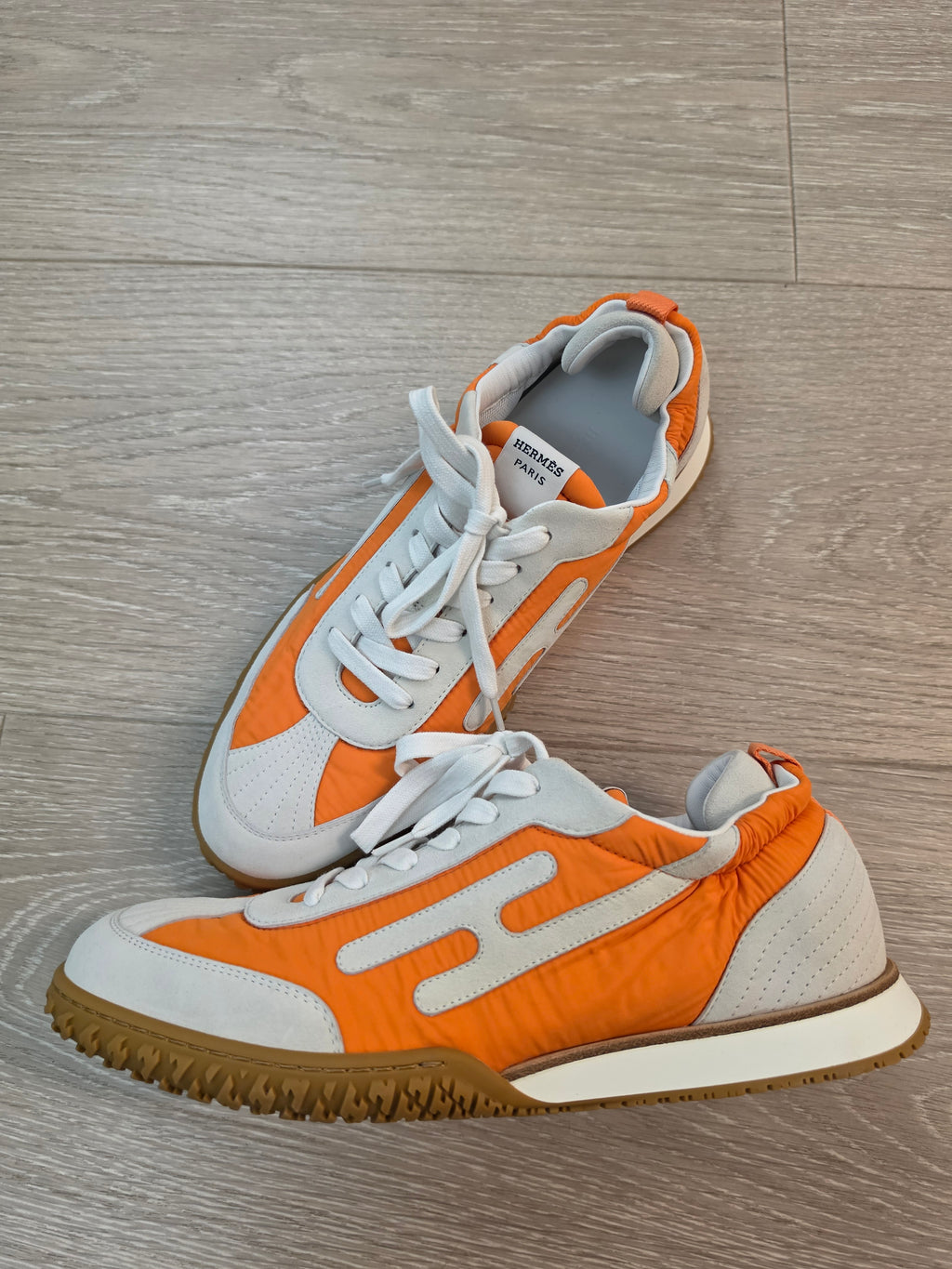 Hermes Jet Sneakers Orange And White Mens Size 42 New