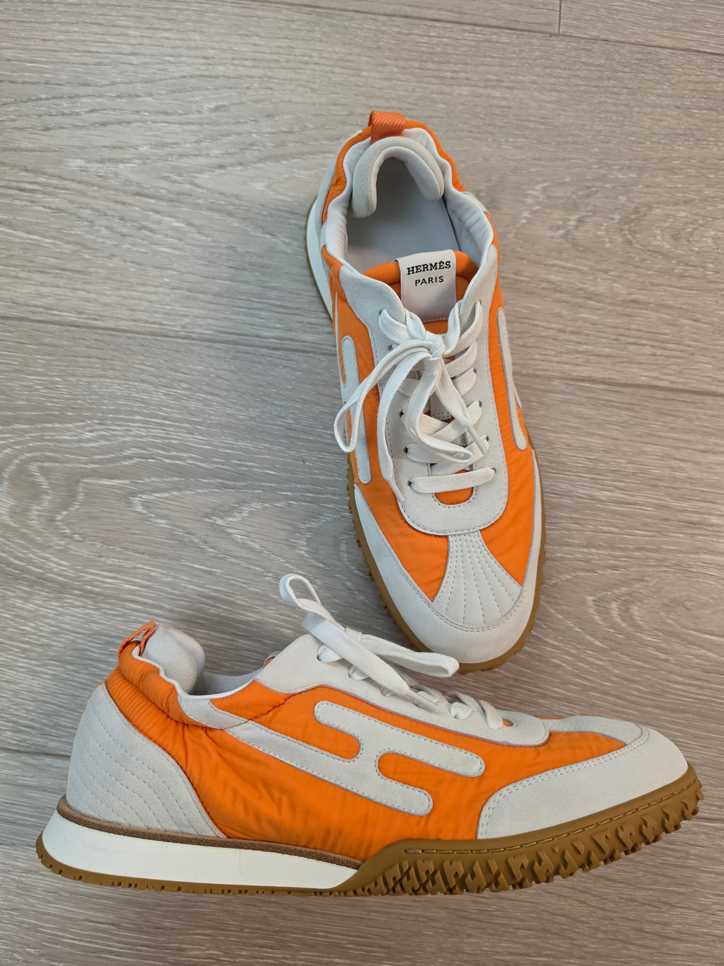 Hermes Jet Sneakers Orange And White Mens Size 42 New