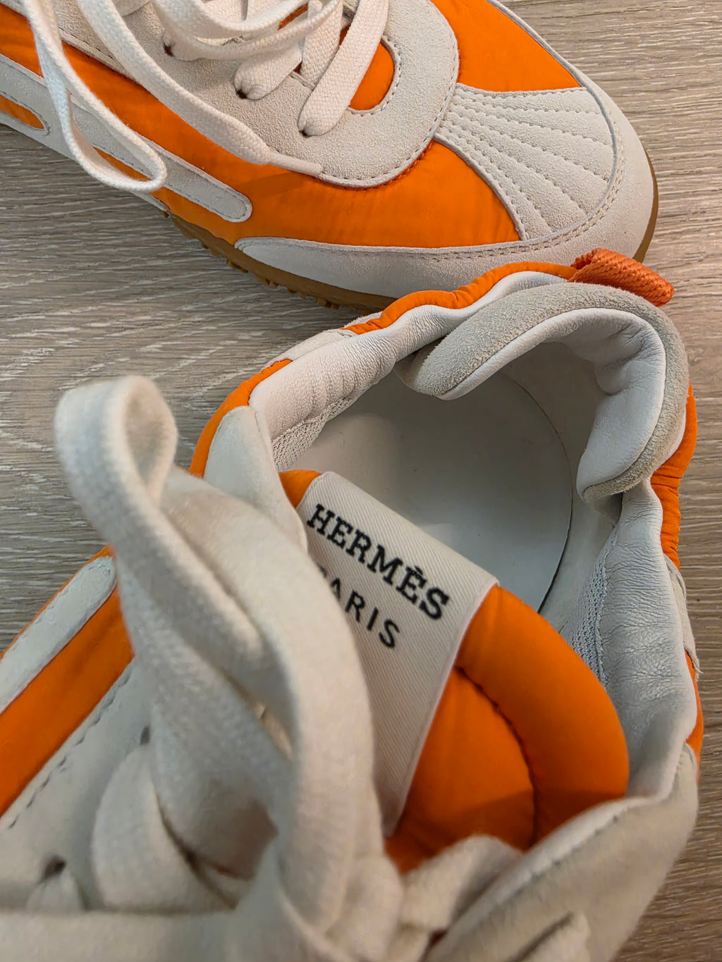Hermes Jet Sneakers Orange And White Mens Size 42 New