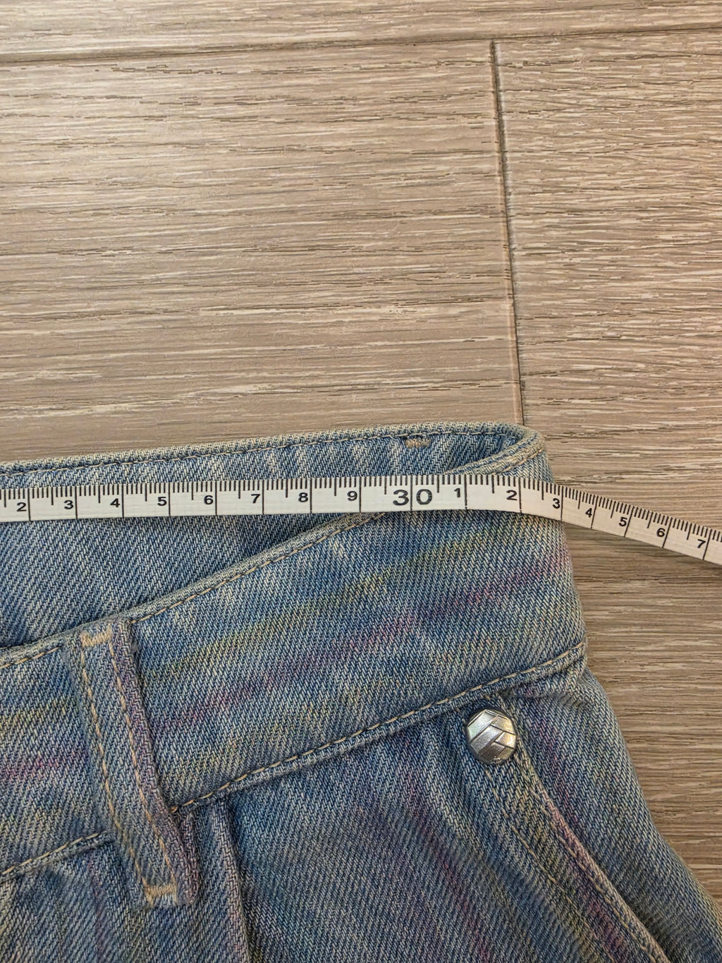 Chanel Striped Wide Leg Denim Jeans Pants Size 36 Pre Owned